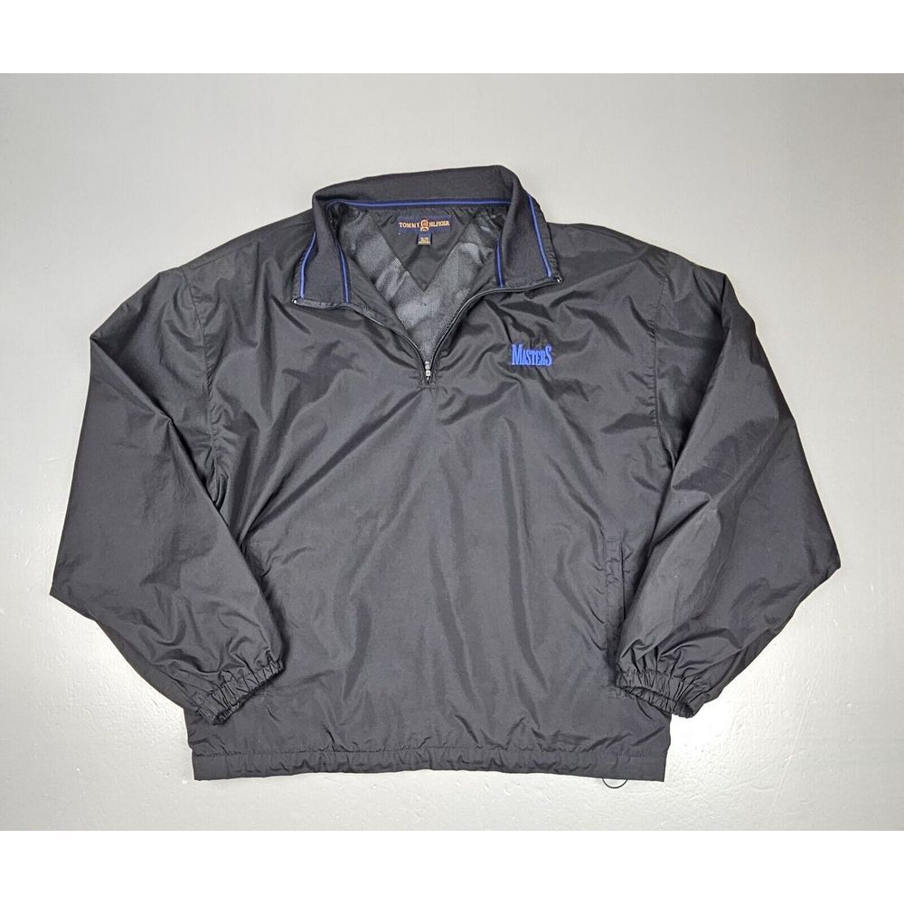 Vintage Tommy Hilfiger Windbreaker PullOver Mens XL. Black Masters Old Lion‎ Tag